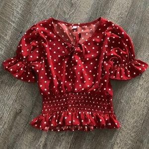 SOLD: Red Polka Dot Blouse